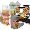 Fresh Fruit Infused Drinks With Lime Orange Slices Ice Cubes In Glass Jars And Pitchers
