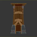 Wooden Tower Scene Component With Stone Base And Decorative Wooden Beams