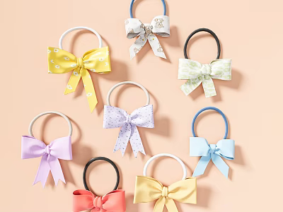 Multiple Colors Hair Scrunchies with Bow Details for Accessory Set 3d model