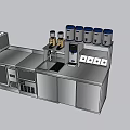 Stainless Steel Commercial Kitchen Cabinets With Coffee Machines And Storage Shelves