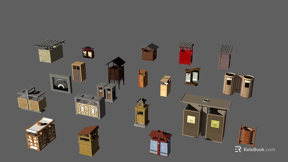 Various Small Building Models With Diverse Architectural Styles And Shapes 3d model