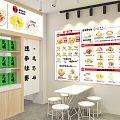 Catering Shop Restaurant snack bar Street Shop Table and Chair Combination Wall Advertising Menu Light Box 3d model