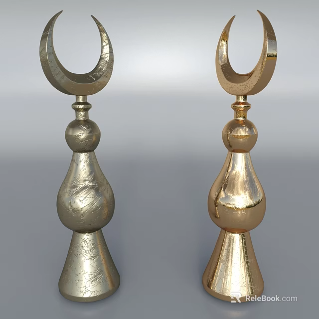 Elegant Gold And Silver Metallic Decorative Ornament Set With Curved Design For Home Decor 3d model 