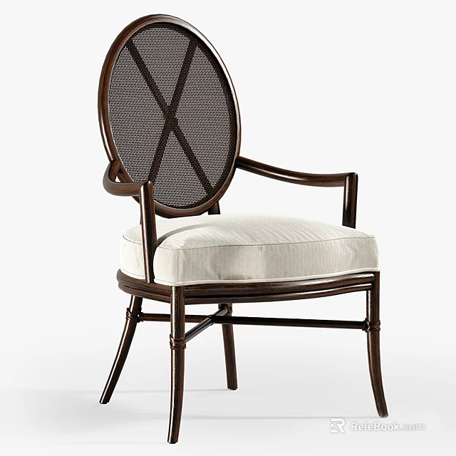 Elegant Classic Single Sofa With Wooden Frame Beige Cushion And Curved Armrest Design 3d model 