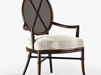 Elegant Classic Single Sofa With Wooden Frame Beige Cushion And Curved Armrest Design 3d model