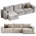 Elegant Modern L Shaped Velvet Sofas With Beige Gray Tones And Accent Pillows 3d model