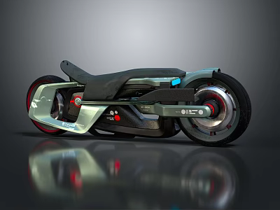 Sleek Modern Electric Motorcycle With Metallic Exterior Black Seat And Red Wheel Details 3d model