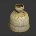 Handcrafted Ceramic Vessel With Creamy White And Brown Flowing Dripping Glaze Effect