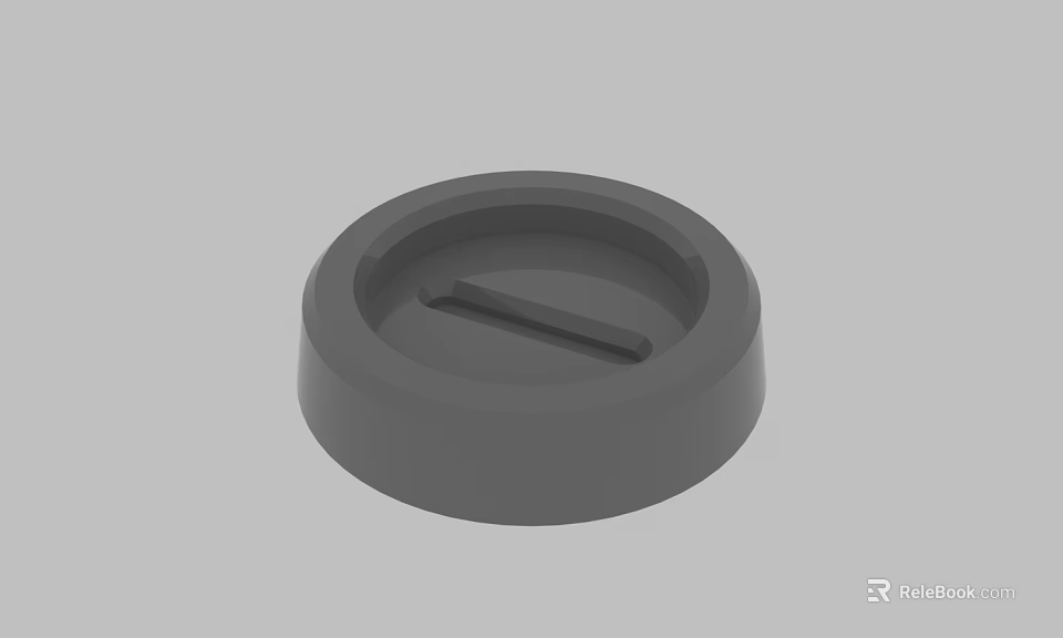 Gray Circular Plastic Cap With Central Horizontal Slot And Smooth Surface 3d model 