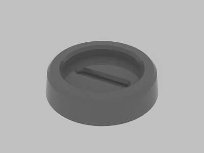 Gray Circular Plastic Cap With Central Horizontal Slot And Smooth Surface 3d model