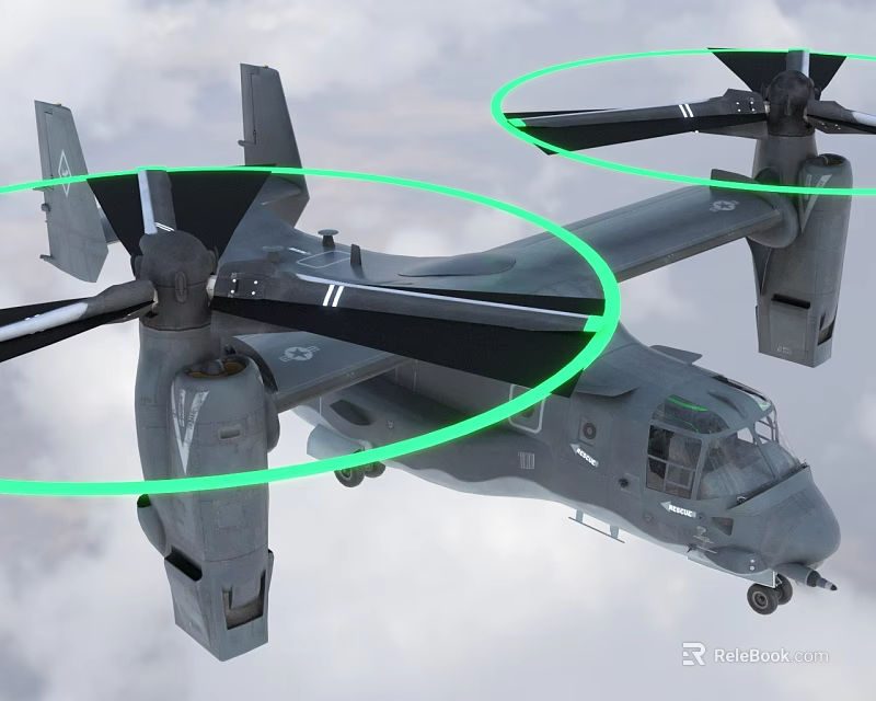 Military Helicopter With Twin Rotors Flying In The Cloudy Sky 3d model 