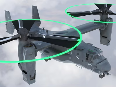 Military Helicopter With Twin Rotors Flying In The Cloudy Sky 3d model
