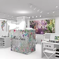 Dior Beauty Display Area With Miss Dior Floral Decor And White Workstations