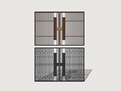 Decorative Grille Door Designs With Vertical Slats Brown And Black Panels 3d model