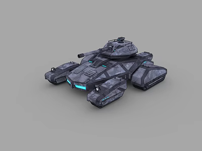 Futuristic Armored Tank 3D Model With Blue Lights And Sci Fi Exterior Design 3d model