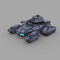 Futuristic Armored Tank 3D Model With Blue Lights And Sci Fi Exterior Design