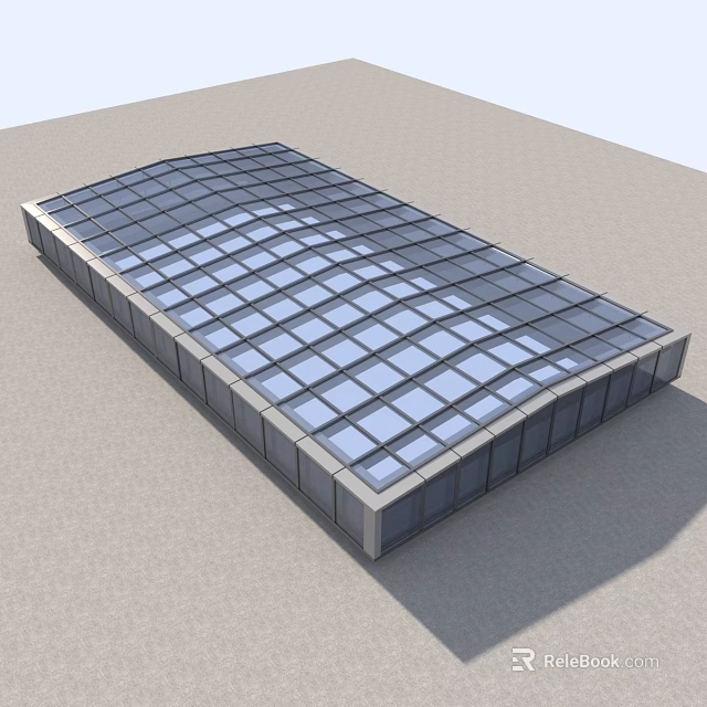Modern Glass Roof Structure With Grid Pattern And Metal Frame Design 3d model 