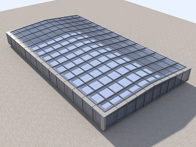 Modern Glass Roof Structure With Grid Pattern And Metal Frame Design 3d model