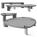 Modern Minimalist Round Concrete Coffee Table With Smooth Surface And Pedestal Legs