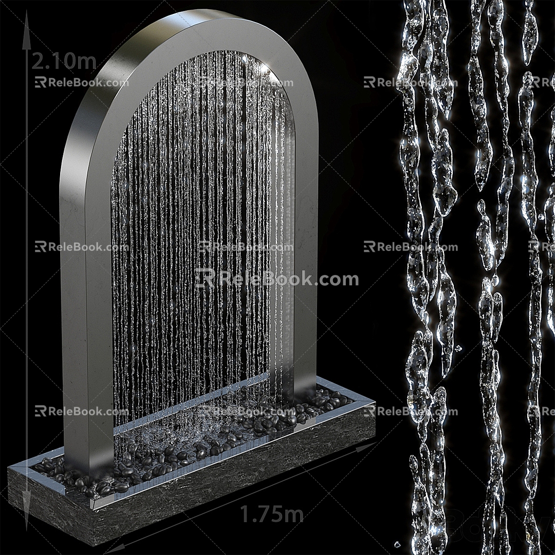 Water Curtain Waterfall Flowing Water Landscape 3d model