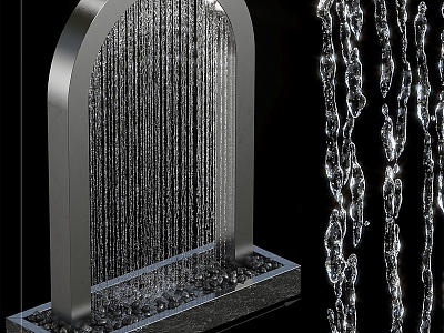 Water Curtain Waterfall Flowing Water Landscape 3d model