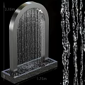 Garden Landscape Featuring Arch Water Curtain Design With Black Pebbles Base