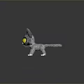 Cute Gray Fluffy Cat Toy With Yellow Eyes Pink Inner Ears And White Paws