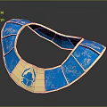 Blue and Gold Ornate Collar with Intricate Patterns and Shiny Accents