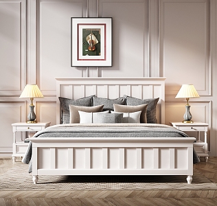 American Double Bed 3d model