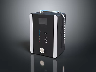 Black Computer Accessory With Silver Trim Display Screen Buttons Knob And Side Cable 3d model