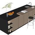 Nakajima counter bar counter operating table dining table and chairs 3d model