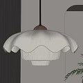 Modern Cream Pleated Pendant Light With Wooden Top For Interior Decor