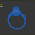 Metallic Ring With Dark Blue Gemstone And Carved Side Details For Daily Use