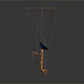 Intricate Puppet Sculpture With Orange Control Rods And Blue Balance Disk Design