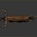 Realistic Brown Deer Running With Large Antlers On Gray Background