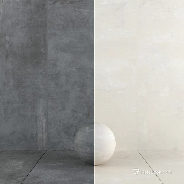 Modern Gray And Beige Wall Components With Textured Surface And Decorative Sphere 3d model 