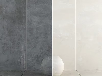 Modern Gray And Beige Wall Components With Textured Surface And Decorative Sphere 3d model