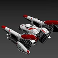 Futuristic White And Red Spaceship Flying In Starry Outer Space 3d model