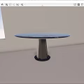 Sleek Black Round Dining Table With Unique Pedestal Base Design 3d model