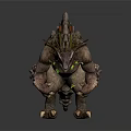 Game Fantasy Monster Character Design With Rock Like Shell And Glowing Green Elements 3d model