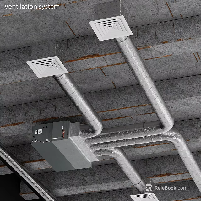 Ceiling Mounted Daily Use Electrical Appliance With Metal Pipes And Ducts 3d model 