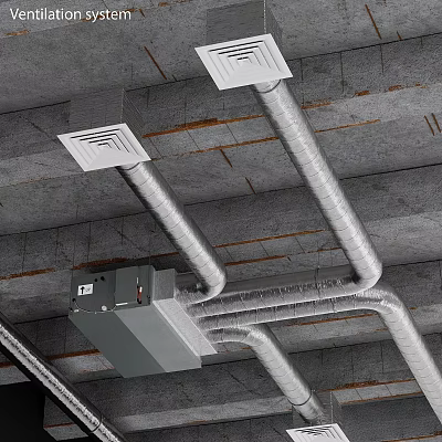 Ceiling Mounted Daily Use Electrical Appliance With Metal Pipes And Ducts 3d model