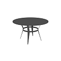 Modern Black Circular Coffee Table With Stylish Geometric Legs For Home Decor