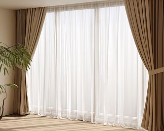 Modern Curtain Cloth Curtain Gauze Curtain 3d model