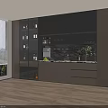 Modern Minimalist Wooden Sideboard Cabinet With Glass Wine Display And Large Storage For Dining Room
