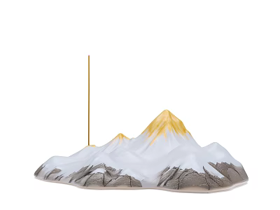 Mountain Shaped Incense Holder Decorative Living Accessory With Snowy Peak Yellow Top Gray Base 3d model