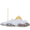 Mountain Shaped Incense Holder Decorative Living Accessory With Snowy Peak Yellow Top Gray Base