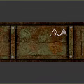Rusty Wooden Crate For Dangerous Goods With White Warning Label And Metal Straps