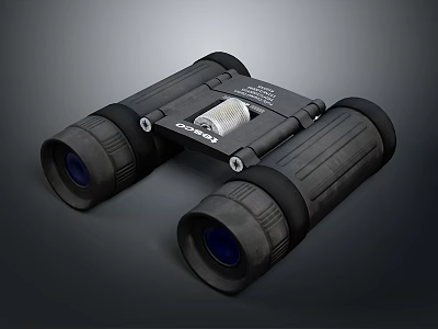 Scenic Landscape View With Black Binoculars For Nature Observation And Viewing 3d model