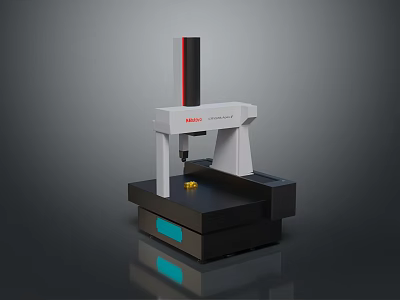 Hexagon Computerized Coordinate Measuring Machine With White Black Frame Red Vertical Column And Black Platform 3d model